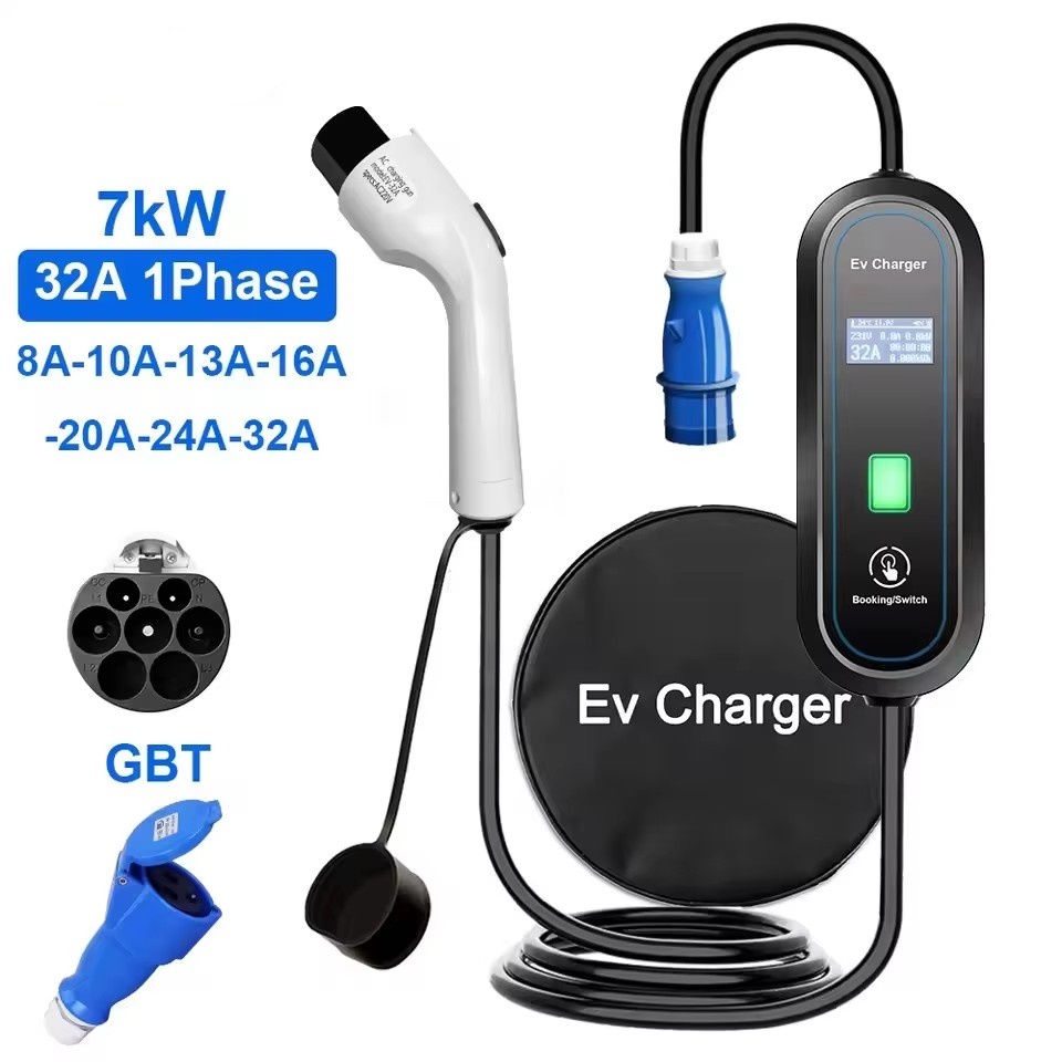 Portable Ev Charger 32A Type 2 Cee Plug - Tragbares GBT-EV-Ladegerät Wallbox Typ2-Kabel 32 A